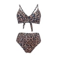 thumbnail image 4 of Ladies' Fashionable Leopard Print Sexy Bow Suspender Bikini Split Swimsuit, 4 of 6