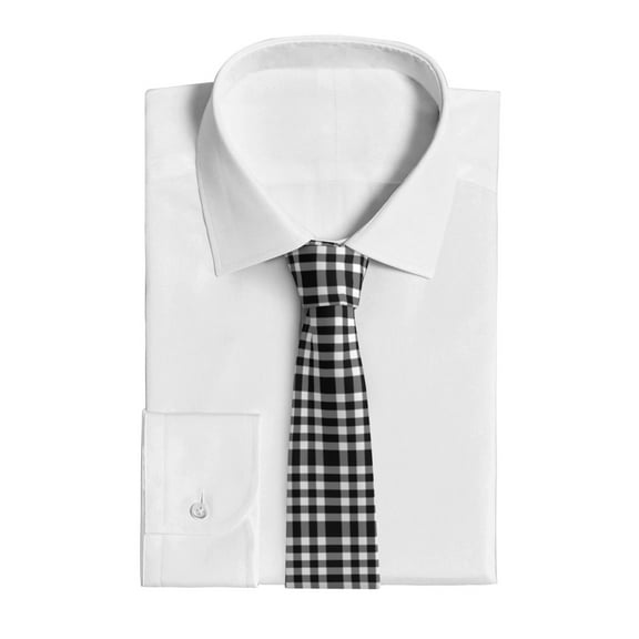 Uemuo White And Black Plaid Pattern Men's Necktie Classic Silk Tie Woven Jacquard Neck Ties Business Necktie Gift for Men