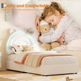 thumbnail image 5 of Twin Size Velvet Upholstered Bed Frame - 2 Storage Drawers & LED Rainbow Headboard, Noise-Free Metal Support, No Box Spring Needed, 5 of 9