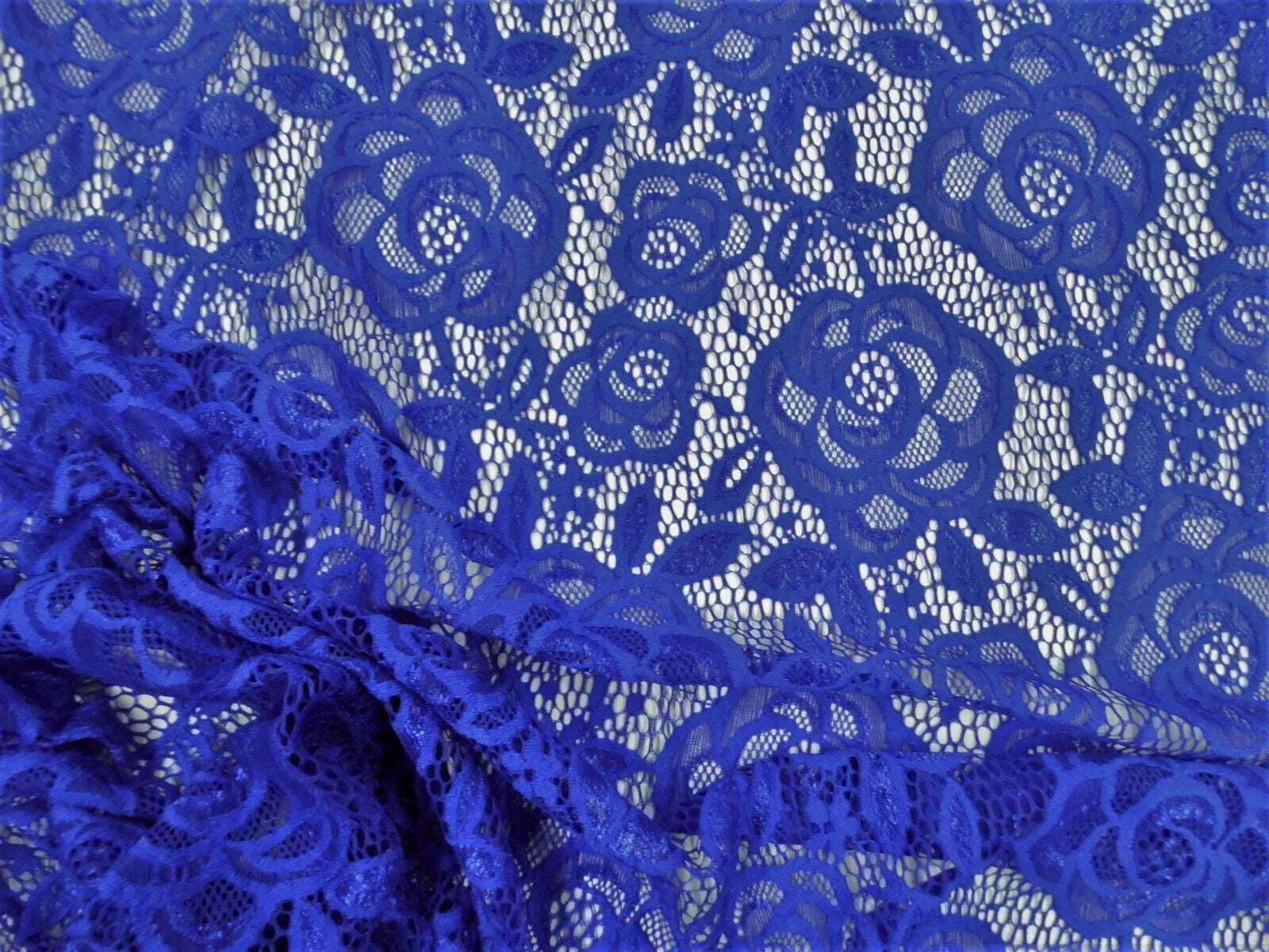 5 Yards Royal Cobalt Blue White Galloon Sheer Stretch Sewing Lace 5.75  Wide Pattern Embroidery Sewing Fabric Delicate Clothing Garment Supply