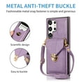 thumbnail image 6 of ELEHOLD Crossbody Wallet Case for Samsung Galaxy S24 Ultra,Back Credit Card Holder Metal Snap Luxury Purse Case with Shoulder Strap for Women Girls for Samsung Galaxy S24 Ultra,Purple, 6 of 6