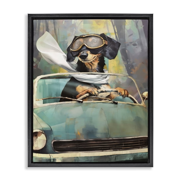 Stupell Industries Eclectic Dog on Joy Ride Black Floating Frame Canvas Art, 17 x 21, by Enrico McGarrigle