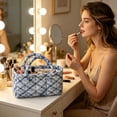 thumbnail image 4 of Cadancy Storage Basket Makeup Organizer with Handle Quilted Cosmetic Caddy Divided Compartments Portable Vanity Bathroom Bedroom Organizer for Toiletries Skincare Supplies, 4 of 8
