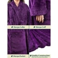 thumbnail image 4 of PAVILIA Premium Womens Plush Soft Robe Fluffy, Warm, Fleece Sherpa Shaggy Bathrobe (S/M, Purple), 4 of 7