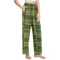 thumbnail image 2 of Dailycode Women's Pajama Pants Wide Leg Lounge Pj Bottoms With Pockets Polka Dot Green Plaid, 2 of 7