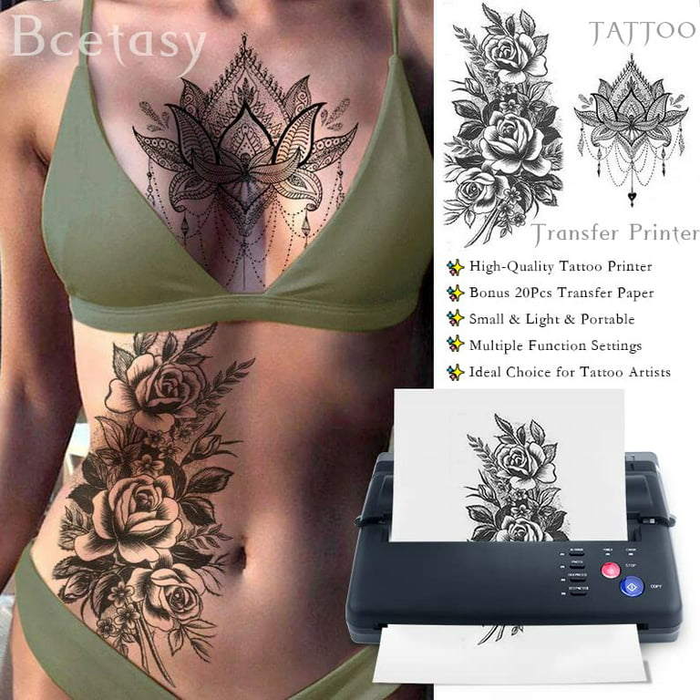 TATELF Tattoo Stencil Machine Thermal Copier Tattoo Stencil Printer with  20pcs Transfer Paper for tattooing Artists (Black)