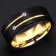 thumbnail image 2 of Anillos de metal cepillado de acero inoxidable con incrustaciones de diamantes de 8 mm de ancho para 9 9, 2 of 8