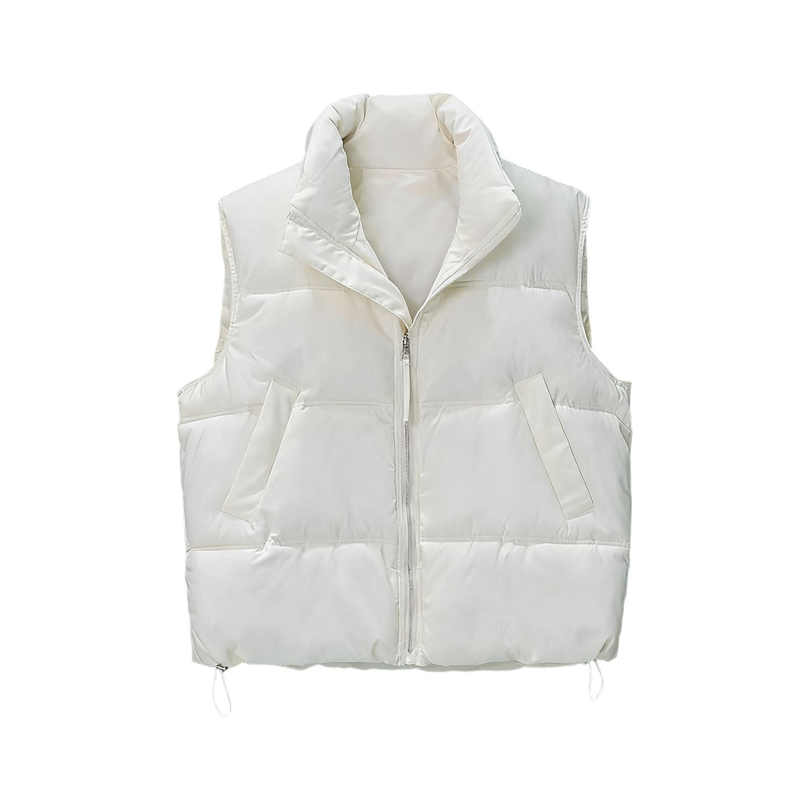 Hotian Women Winter Crop Puffer Vest Jacket Sleeveless Padded