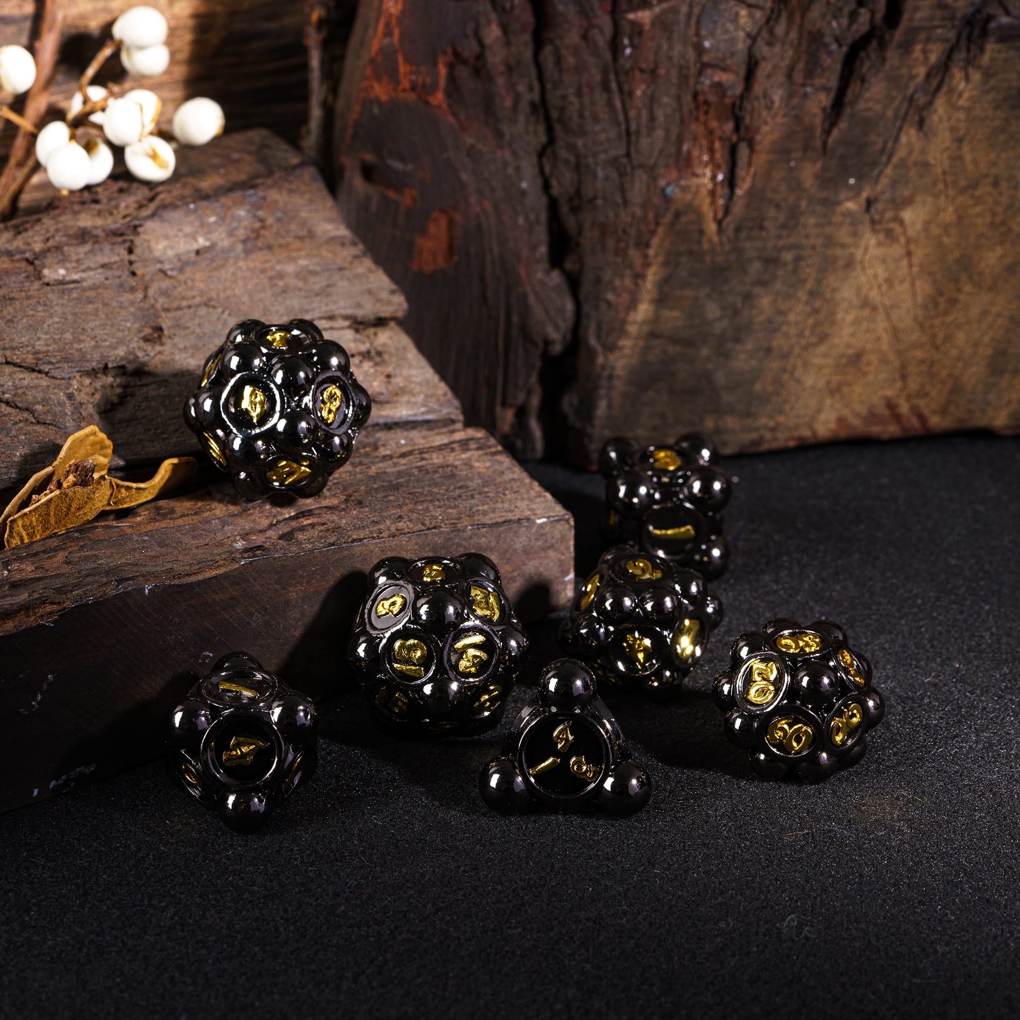 Cusdie 7-Die Metal DND Dice Set, Ball Tip Design Metal Polyhedral D&D Dice Set for DND Dungeons and Dragons TTRPG Role Playing Games