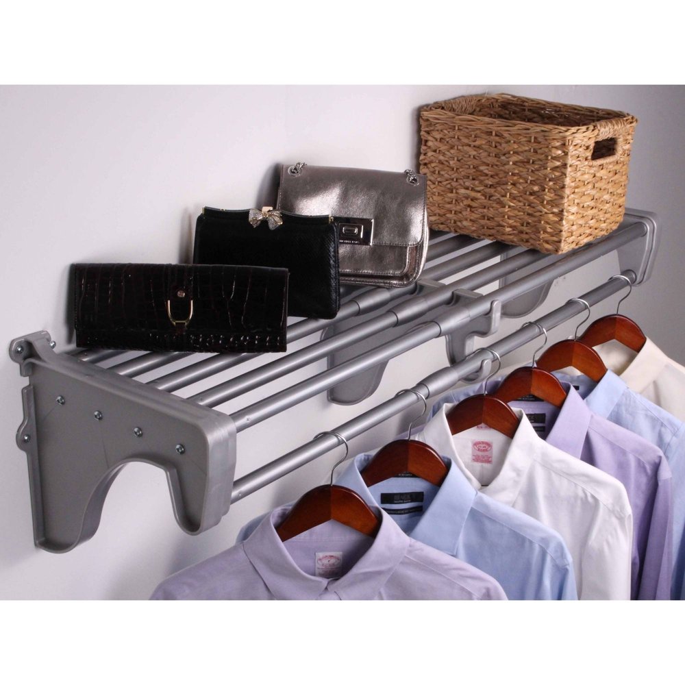 EZ Shelf 40"73" Expandable Closet Shelf and Rod with 2 End Brackets