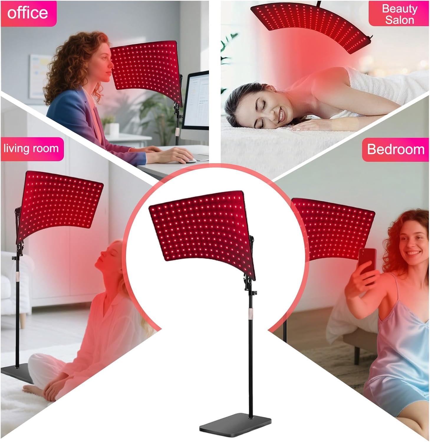 Red & Infrared Light Panel with Floor Stand, Fully Adjustable System for At-Home Relaxation and Full Body Revitalization