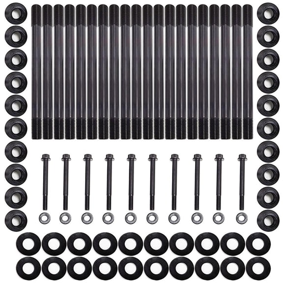 PRW Industries . Cylinder Head Stud 1039121 For Use With 2008-2010 Ford Powerstroke 6.4L Engines; With Stock Cylinder Head; 12 Point Nuts; Black Oxide Finish; 4140 Chromoly Steel