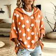 thumbnail image 7 of Domzest Womens Oversized Hooded Knit Sweater V Neck 3/4 Sleeve Drawstring Hoodies 2026 Fall Casual Lightweight Pullover Sweater Plus Size Saffron L, 7 of 7