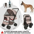 thumbnail image 3 of 4 Wheel Dog Stroller, Wedyvko Foldable Pet Stroller with Storage Basket for Small Medium Dogs & Cats (KHAKI), 3 of 7