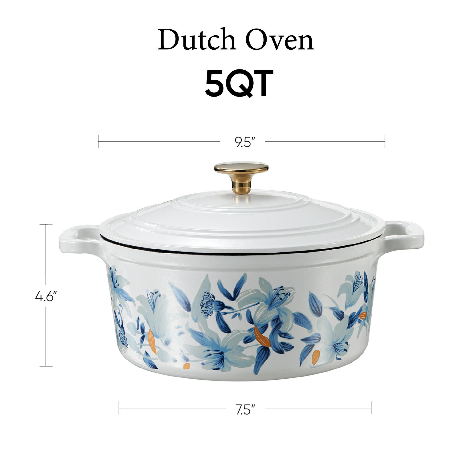 Carote 5-Quart Enameled Cast Iron Dutch Oven, Blue photo 2