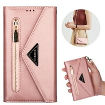 Dteck Galaxy A32 5G Wallet Case, PU Leather Crossbag Lager Capacity Purse With Zipper Pocket, Flip Folio Stand Phone Cover with Wrist Strap / Shoulder Strap For Samsung Galaxy A32 5G,Rosegold