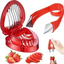 GILIGEGE Vegetable Cutter Strawberry Corer Stem Tool Strawberry Core Remover Strawberry Stem Remover Top Stem Strawberry Huller Stem Remover Stainless Steel Strawberry Huller Fruit Pineapple Red