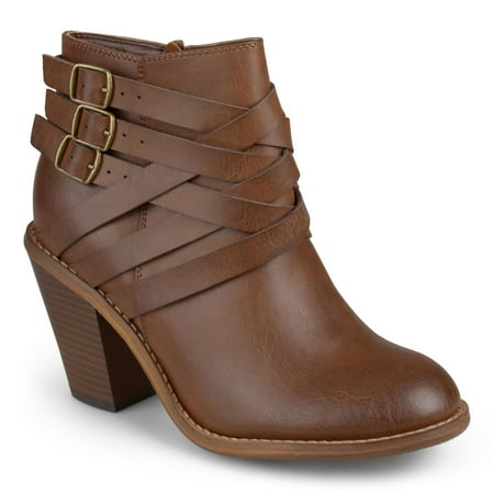 Journee Collection Strap Women's Ankle Boots Color: Brown Size: 7.5