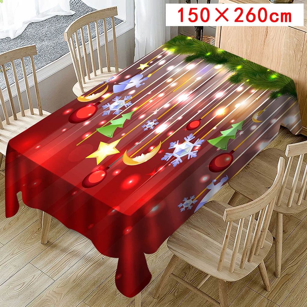 Christmas Tablecloth Print Rectangle Table Cover Holiday Party Home