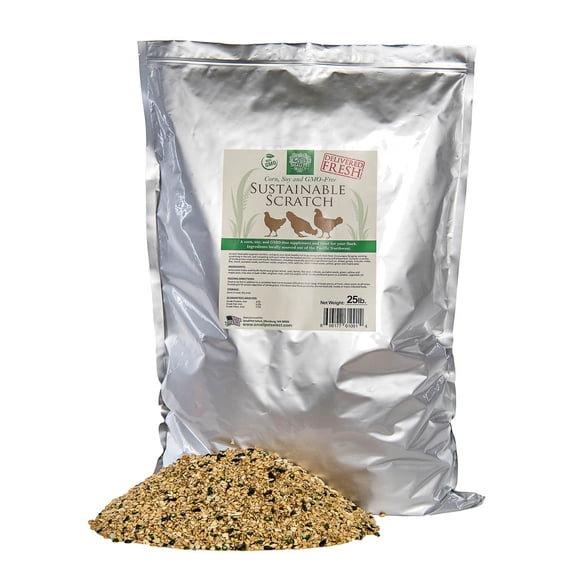 Small Pet Select Sustainable Chicken Scratch, Non-GMO, Corn Free, Soy Free. Locally Sourced & Made in Small Batches. 25 lb
