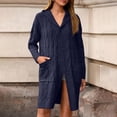 thumbnail image 4 of Fgvctg Long Sweaters Cardigans for Women Long Sleeve Open Front Cardigans Cable Knited Sweater Button Down Trendy Oversized Hooded Sweaters Coat with Pockets Navy 2XL, 4 of 4