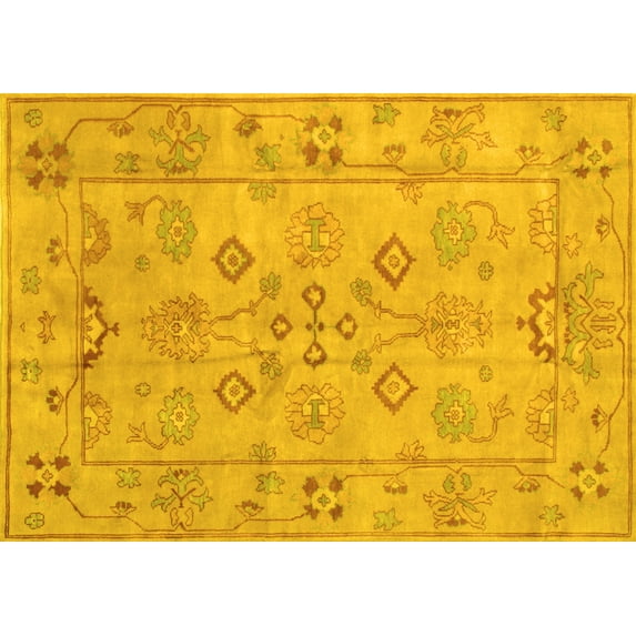 Ahgly Company Indoor Rectangle Persian Yellow Traditional Area Rugs, 7' x 9'
