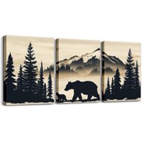 Hieng Kids Bear Canvas Wall Art for Living Room Bedroom Wild Animal Hunting Picture Wall Decor Girls Cabin Wall Painting Posters and Prints Western Rustic Farmhouse Bathroom Wall Art Unframed