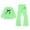 Green*, variant on RUTAYY Girls 2 Piece Casual Outfit Crew Neck Long Sleeve Graphic Print Tops Elastic Waist Flare Pants Kids Daily Playwear White
