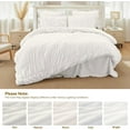 thumbnail image 5 of 3 Pieces White Ruched Duvet Cover Set Bed Set Boho Shabby Chic Bedding Set for Bedroom Soft Fluffy Ruffle King Comforter Cover Set with Pillowcases, 5 of 5