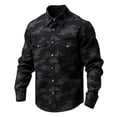 thumbnail image 3 of oelaio Western Cowboy Shirts for Men Long Sleeve Button Down Shirt Outdoor Military Camo Camping Tops with Pockets Black M, 3 of 4