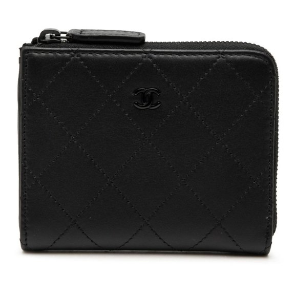 Pre-Owned Chanel Coco Mark Matelass Wallet/Coin Case Compact Wallet L-shaped Zipper AP3997 So...