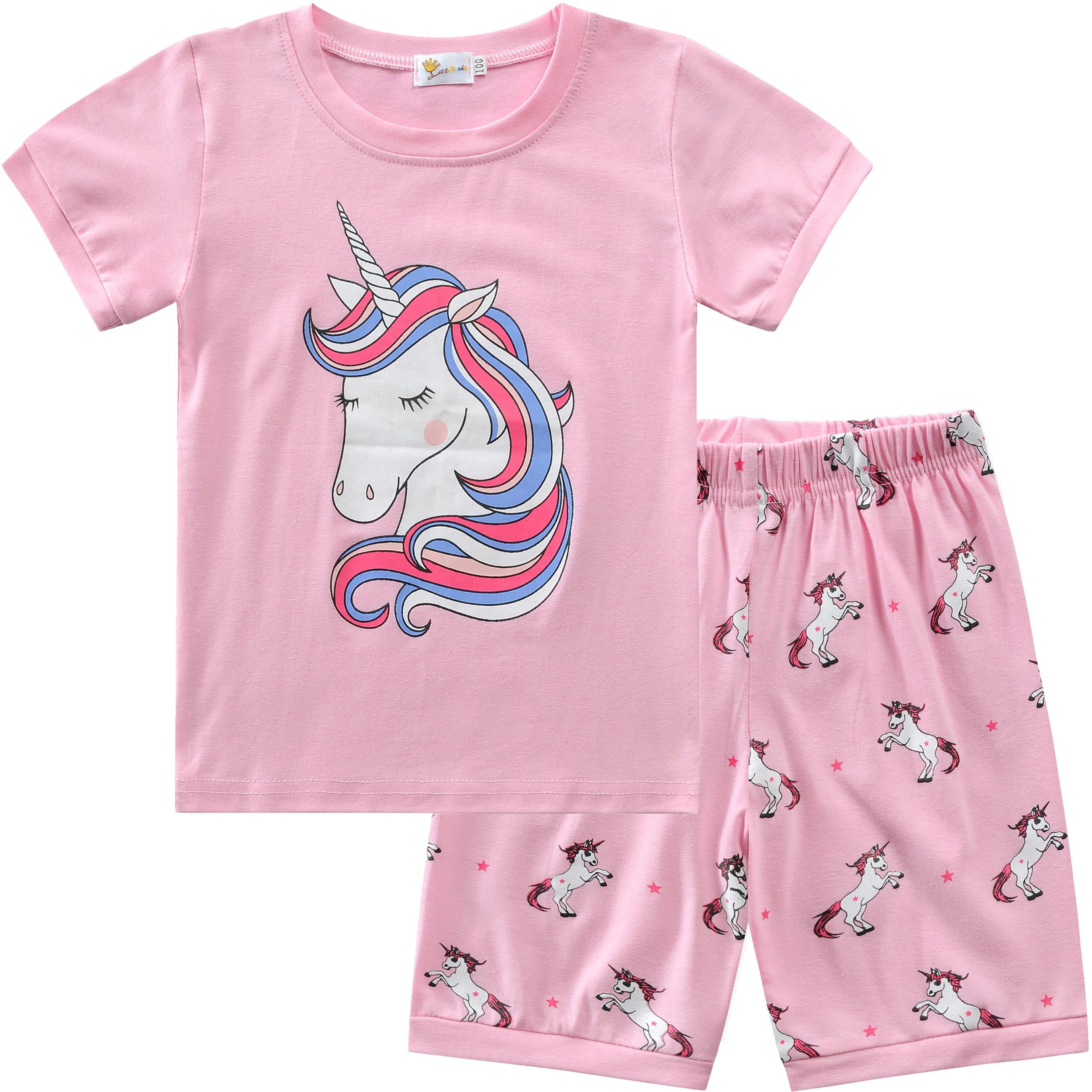 Unicorn Girls Kids Long Sleeve Pyjamas sets Outfit Sleepwear Homewear Age 2-7Y