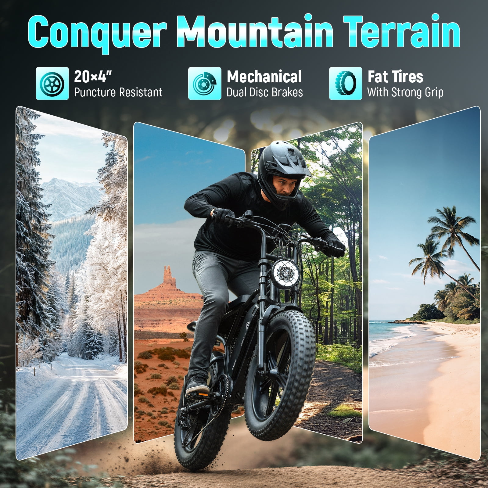 TST Electric Bike for Adults, 750W Motor, 20"x4" Fat Tire, 20Mph Speed EBike, Full Suspension E Mountain Bike, 48V/15AH, UL2849
