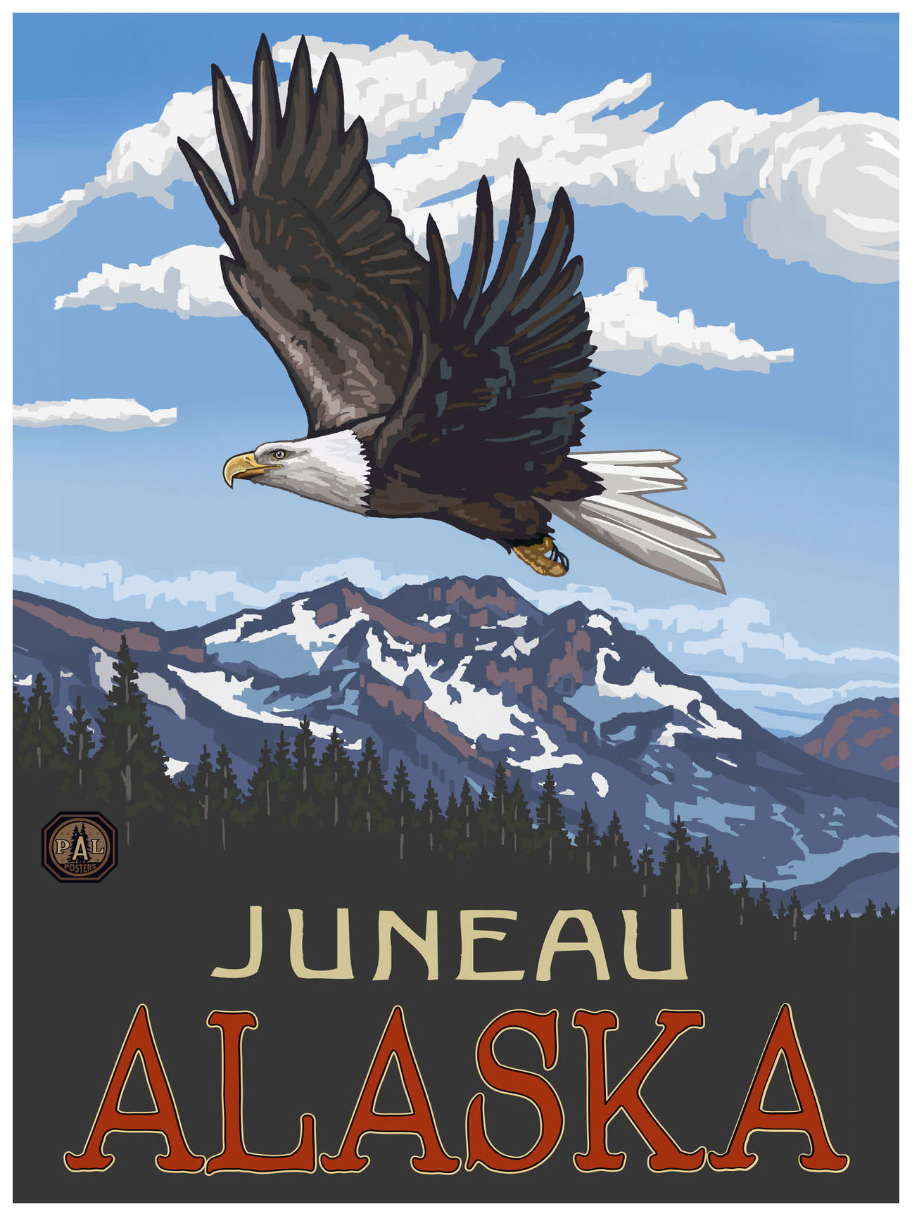 Juneau Alaska Eagle Soaring Giclee Art Print Poster by Paul A. Lanquist