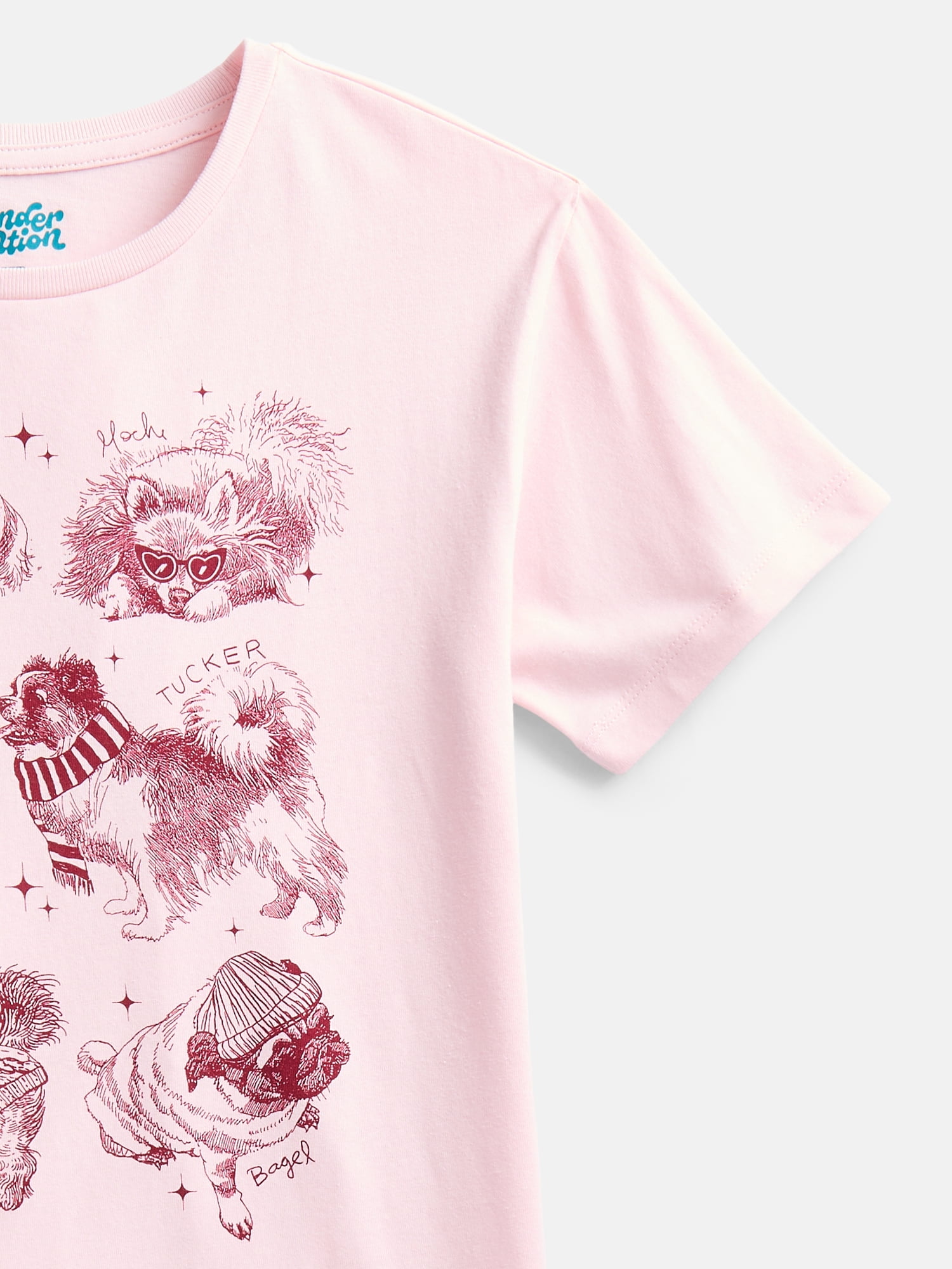 Wonder Nation Girls' Best Dogs Graphic Tee with Short Sleeves, Sizes 4-18