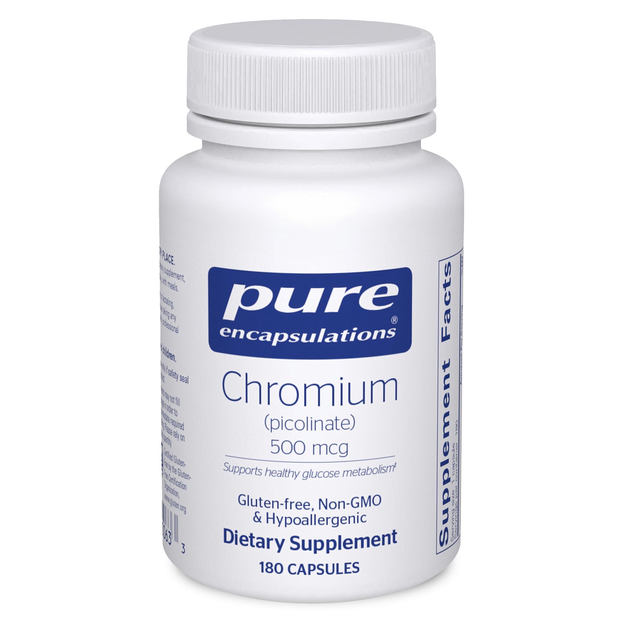 Pure Encapsulations Chromium (Picolinate) 500 mcg - For Lipid & Carbohydrate Metabolism* - Mineral Supplement - Superior Absorption Chromium Supplement - Vegan & Gluten Free - 180 Capsules