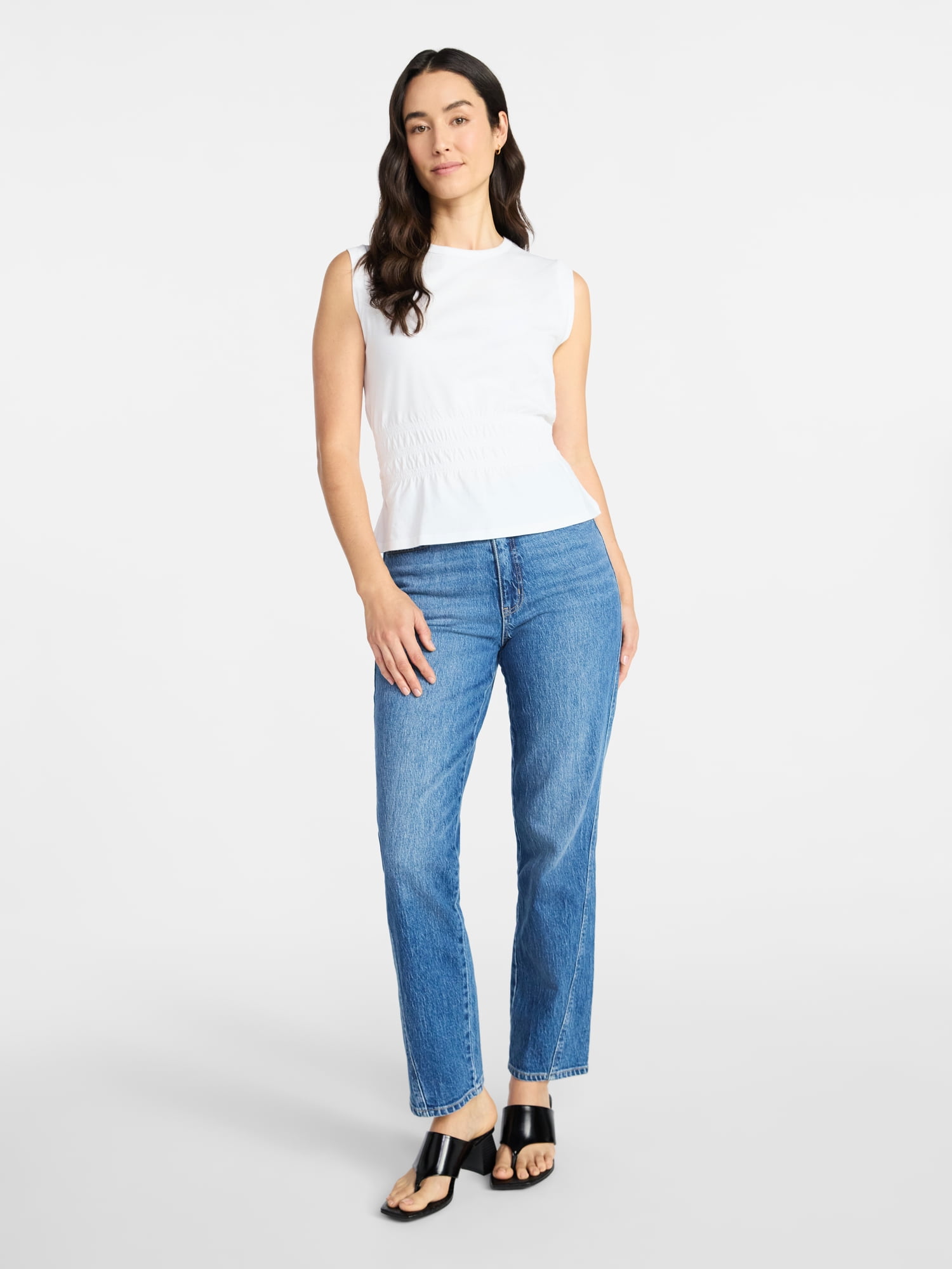 Time and Tru Women's Cotton Peplum Tank Top, Sizes XS-XXXL