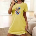 thumbnail image 2 of Mrat Super Soft Pajamas for Women Plus Size Nightgowns for Women Oversized Sleep T-Shirts Dress Short Sleeves Sleepwear S-99 Yellow S, 2 of 7