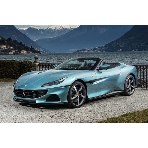 Ferrari Portofino M Blue Car Side View Art Home Decor - 12x18 Inch Laminated Poster - Stunning Detail and Bold Colors
