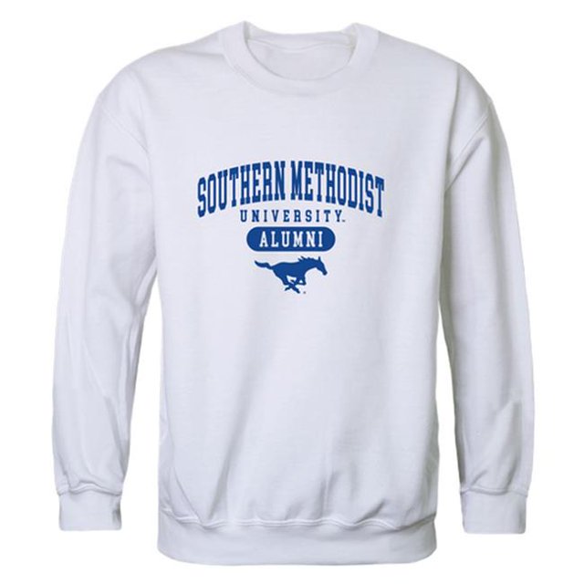 W Republic 560-150-WHT-02 Men Southern Methodist Mustangs Alumni Fleece, White - Medium