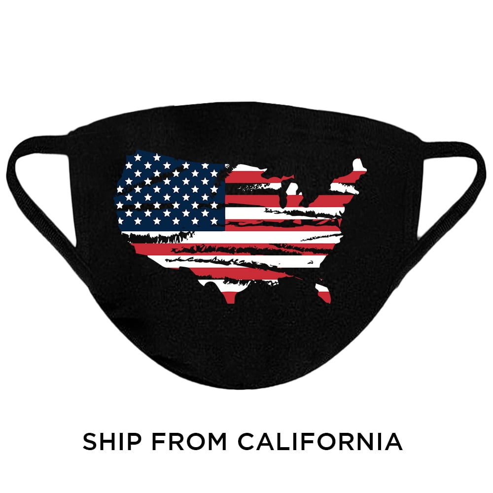 Reusable Face Mask with USA Map Design Washable Breathable 3 Layered 100% Cotton