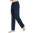 thumbnail image 3 of U2SKIIN Mens Cotton Pajama Pants, Soft Lounge Pant with Pockets Lightweight Sleep Pj Bottoms,(Navy,L), 3 of 5