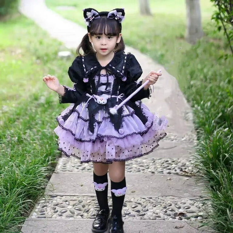 Anime Kawaii Sanrios My Melody Kuromi Lolita Kids Princess Dress