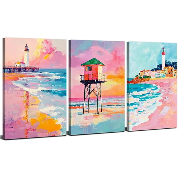 Unicorn Wall Art Unicorn Bedroom Decor for Girls Colorful Rainbow Balloon Posters Nursery Room Painting Girly Pink Floral Canvas Pictures Artwork Kids Toddler Bathroom(Only canvas)