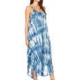 thumbnail image 3 of Sakkas Liz Women's Maxi Loose Sleeveless Summer Casual Tank Dress Cover-up Caftan - 19290-Teal - One Size Plus, 3 of 5