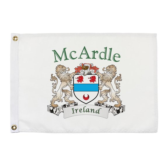 McArdle Irish Coat of Arms Small White Flag - 16"x10.5" inches