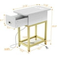 thumbnail image 3 of Side Table Night Stands End Table with Charging Station Drawers Small Nightstand Bedroom Narrow Nightstand for Small Spaces Nightstand White, 3 of 15