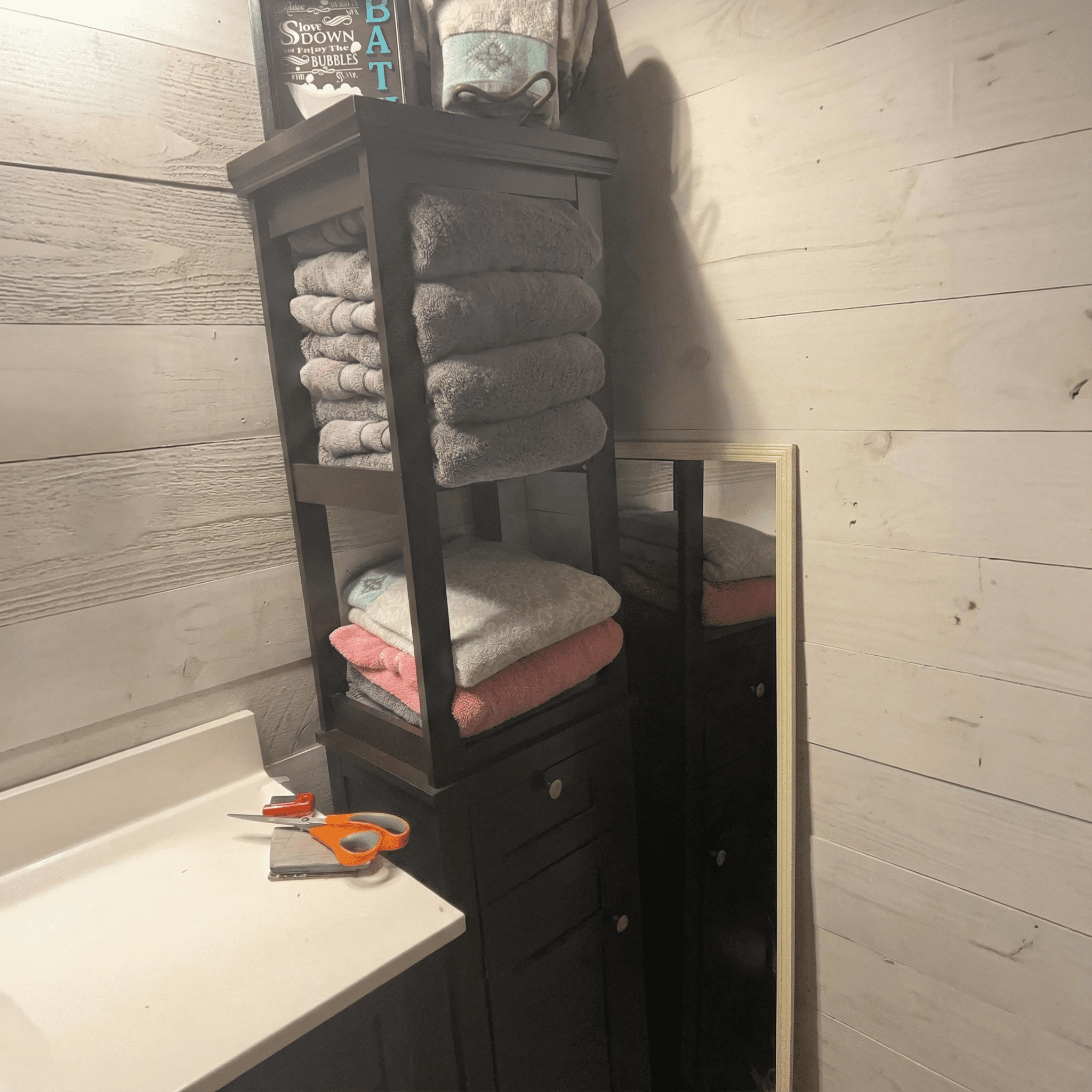 STAROUS Bathroom Freestanding Storage Cabinet with Two Tier Open Shelves, Tall Slim Cabinet with Door and Drawer, Free Standing Linen Tower (Espresso with Drawer)
