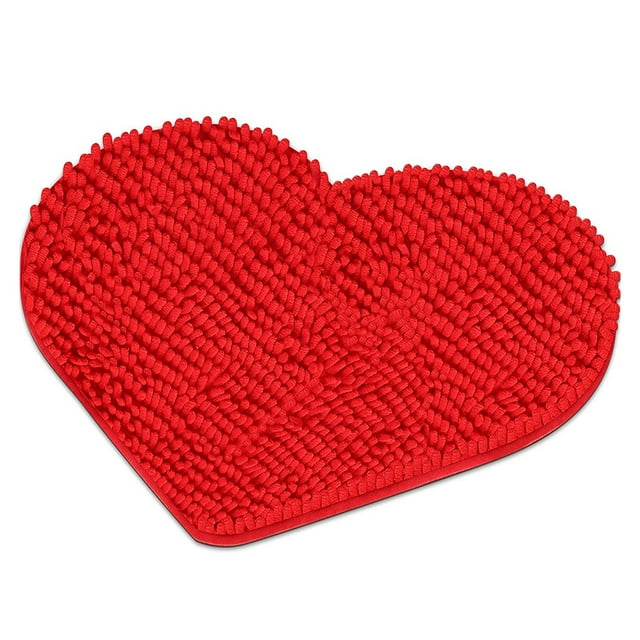 Alfombra roja con forma de corazón, decorativa, de San Valentín, duradera, para el baño, dormitorio