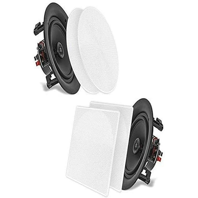 PYLE-HOME PDIC66 In-Wall/in-Ceiling 6.5-Inch Dual Stereo Speakers, 200 Watt, 2-Way, Flush Mount, White
